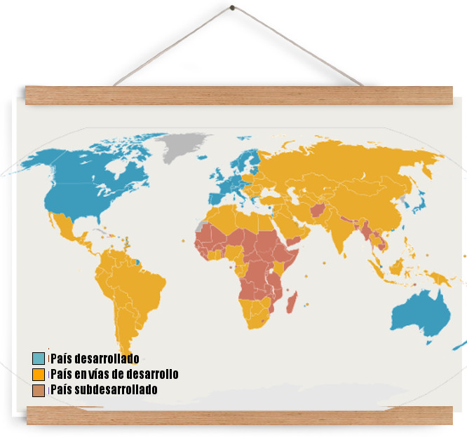 mapa paises desarrollados